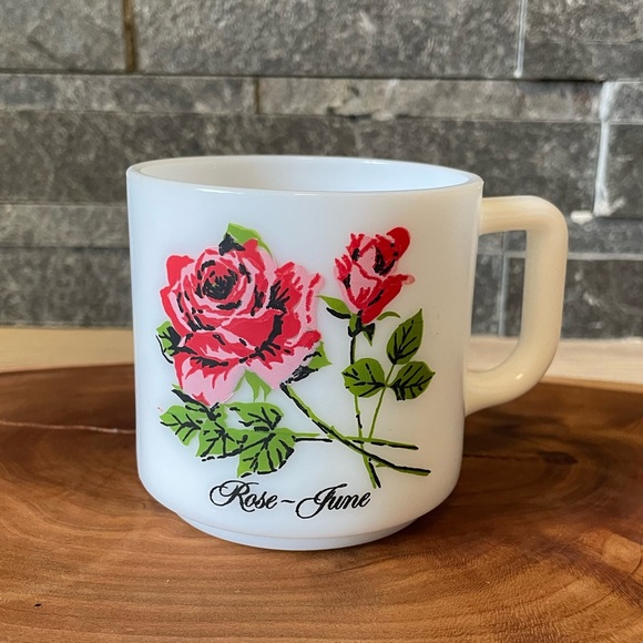 Other - Vintage Brockway Milk Glass Rose Mug